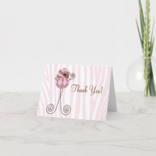Cartes de remerciement pour Baby Shower Rose Marro