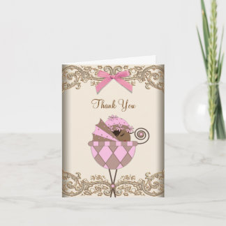 Cartes de remerciement pour baby shower rose marro