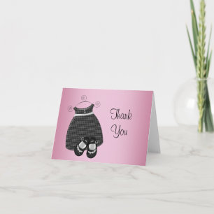 Cartes de remerciement pour Baby Shower Rose Noir