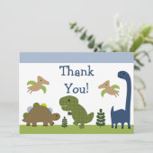 Cartes de Remerciement pour bébé Dino/Dinosaures (Debout devant)