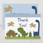 Cartes de Remerciement pour bébé Dino/Dinosaures (Devant / Derrière)