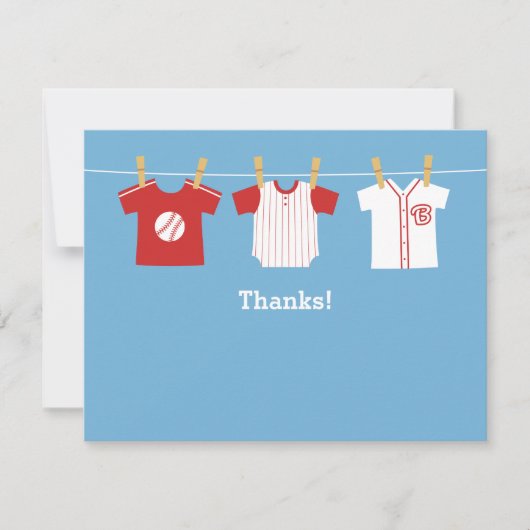 Cartes de remerciement pour bébé garçon thème base (Devant)