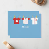 Cartes de remerciement pour bébé garçon thème base (Devant/Arrière en situation)