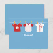 Cartes de remerciement pour bébé garçon thème base (Devant / Derrière)
