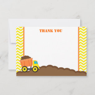 Cartes de remerciement pour camion de chantier