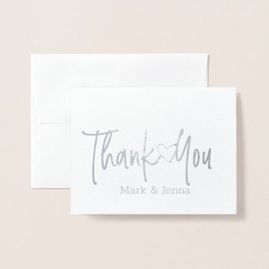 Cartes de remerciement pour couples mariés Script  (Devant avec enveloppe)