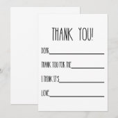 Cartes de remerciement pour enfants (Devant / Derrière)