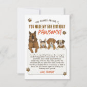 Cartes de remerciement pour fête d'anniversaire de (Devant)