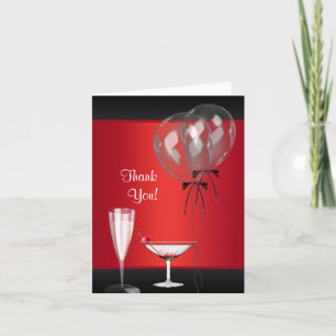 Cartes de remerciement pour fête surprise rouge et