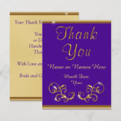 Cartes de remerciement pour le Mariage Gold et Pur (Devant / Derrière)