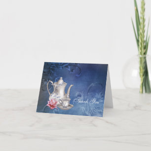 Cartes de remerciement pour le thé de mariage bleu