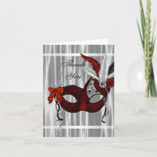 Cartes de remerciement pour soirée masquée rouge n