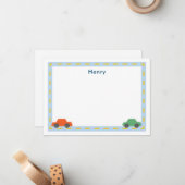 Cartes de remerciement pour voiture d'enfant (Devant/Arrière en situation)