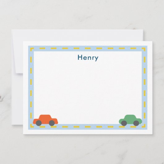 Cartes de remerciement pour voiture d'enfant (Devant)