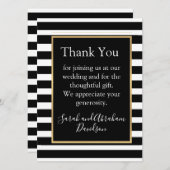 Cartes de remerciement pré-remplies à rayures noir (Devant / Derrière)