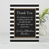 Cartes de remerciement pré-remplies à rayures noir (Debout devant)