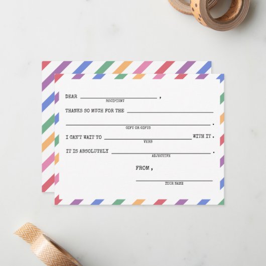 Cartes de remerciement Rainbow pour enfants - Ense (Devant/Arrière en situation)