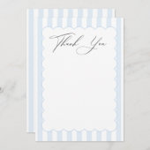 Cartes de remerciement rayées bleues et blanches (Devant / Derrière)