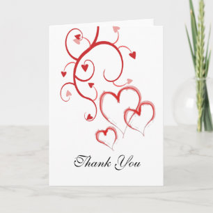 Cartes de remerciement Red Heart Swirls