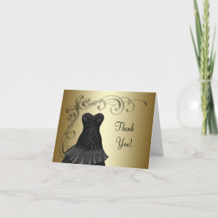 Cartes de remerciement robe noire or noir