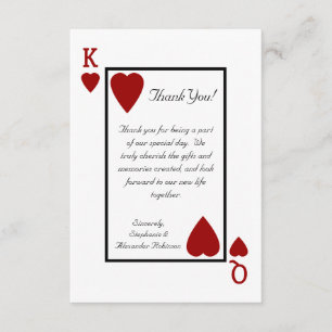 Cartes de Remerciement Roi/Reine de Jeu de Cartes