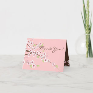 Cartes de remerciement rose et marron Fleur de cer