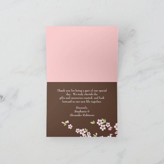 Cartes de remerciement rose et marron Fleur de cer (Intérieur)