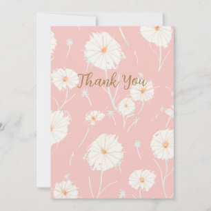 Cartes de remerciement rose Pissenlit Puff