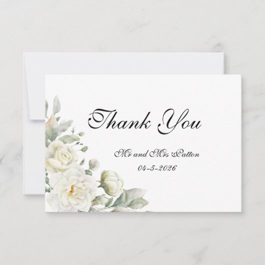 Cartes de remerciement Roses blanches (Devant)