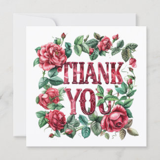 Cartes de remerciement roses roses