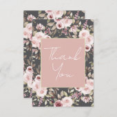 Cartes de remerciement roses roses sur fond ocre (Devant / Derrière)