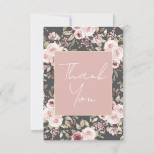 Cartes de remerciement roses roses sur fond ocre