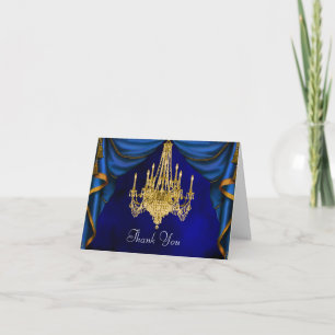 Cartes de remerciement Royal Navy Blue Gold Lustre