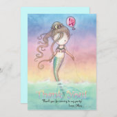 Cartes de remerciement Sirène (Devant / Derrière)