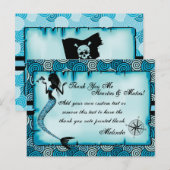 Cartes de remerciement Sirène, Pirate (Devant / Derrière)