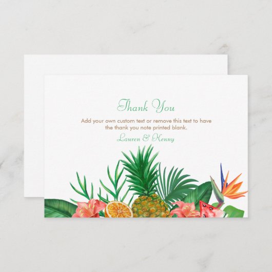 Cartes de remerciement Tropical Pineapple (Devant / Derrière)