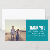 Cartes de remerciement turquoises (Devant / Derrière)