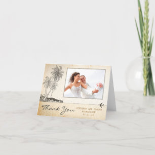 cartes de remerciement vintage de plage aux palmie