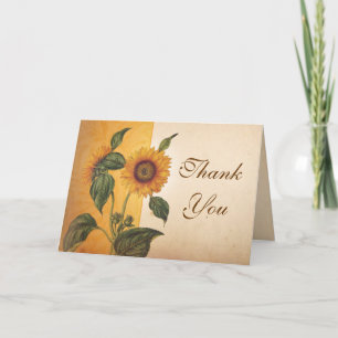 Cartes de remerciement vintage tournesol magnifiqu