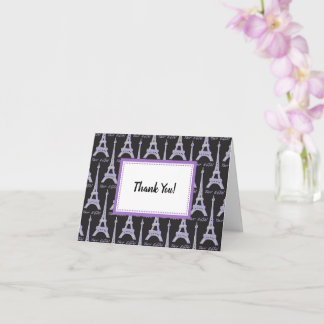 Cartes de remerciement violettes de la Tour Eiffel
