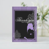 Cartes de remerciements à rayures violettes et noi (Debout devant)