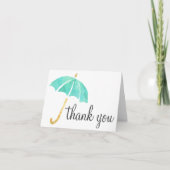 Cartes de Remerciements Baby shower Parapluie Mint (Devant)