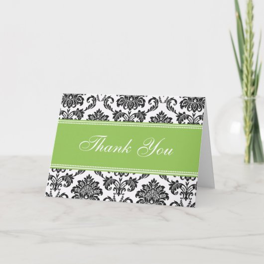 Cartes de remerciements Black Damask (Devant)