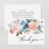 Cartes de remerciements bleu et rose pâle et rose  (Devant / Derrière)