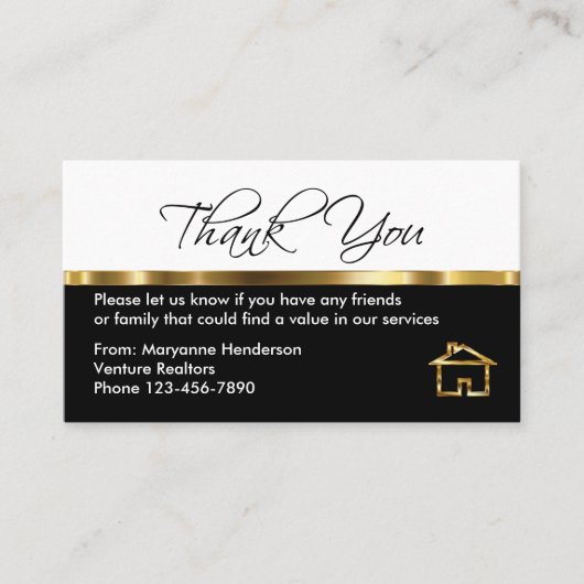 Cartes de Remerciements Classy Refery (Devant)