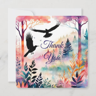 Cartes de remerciements dans une forêt colorée et