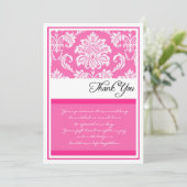 Cartes de remerciements de Fuchsia Mariage damassé (Debout devant)