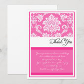 Cartes de remerciements de Fuchsia Mariage damassé (Devant / Derrière)