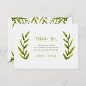 Cartes de remerciements des Feuilles d'aquarelle (Devant / Derrière)