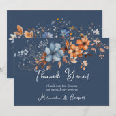 Cartes de remerciements des Fleurs sauvages bleus  (Devant / Derrière)